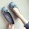 Blaue Wohnungen Luxus Leder Casual Flache Karree Schuhe Für Frauen 2024 Damen Sommer Schuhe Weiß Rosa Echte Mark Großhandel A
