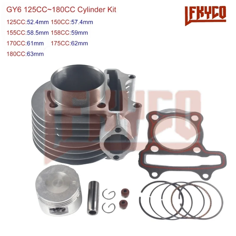 Motorrad 52,4mm-63mm Motor Zylinder Kit Motor für GY6 125CC 150CC 155CC 158CC 170CC 175CC 180CC ATV Roller Teile Motoblock Image