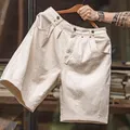 Maden-Short en coton vintage pour hommes décontracté droit bûcheron pantalon court été baggy