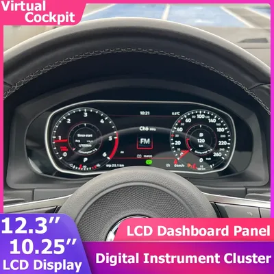 Cockpit virtuel numérique avec tachymètre LCD contrastant compteur de vitesse tingcluster VW Golf