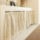 Rideau court floral avec pompons cantonnière de fenêtre coton lin rideaux texturés pour 73