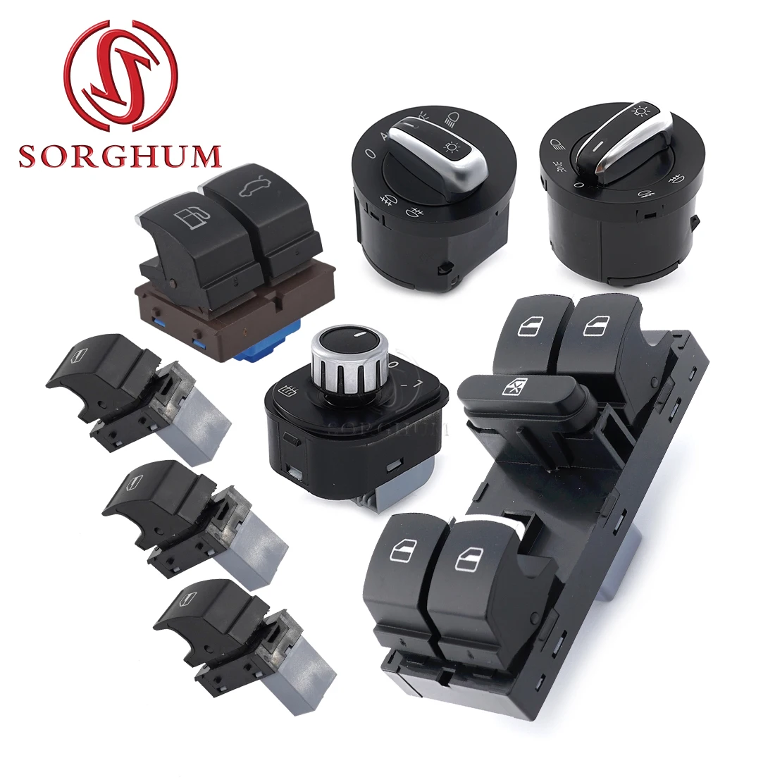 Sorgo muslimatexaltur per VW Golf 5 6 GTI Mk5 Mk6 Jetta 5 6 Passat B6 Touran Tiguan SEAT Chrome faro finestra interruttore