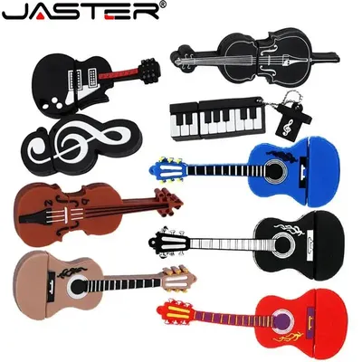 Cartoon Gitarre USB 2,0 Flash-Laufwerk 4GB 8GB 16GB 32GB 64GB 128GB Musik stift treibt Geige Memory Stick echte Kapazität u Disk niedlich Image