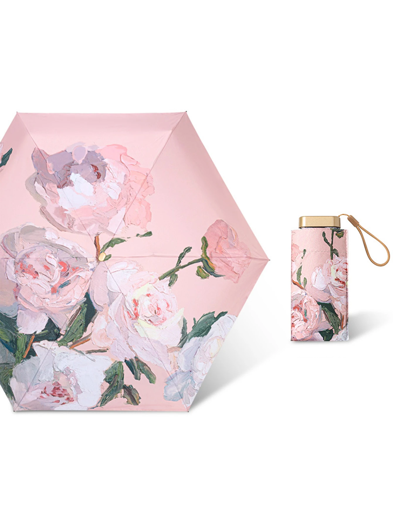 Damen Mini schwarz Gummi Sonnenschutz UV Sonnenschirm Regenschirm kompakt und bequem Kapsel Sonnenschirm sechs fach Regenschirm Image