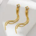 Greatera – boucles d'oreilles pendantes en zircon cubique bijoux à longue chaîne en acier