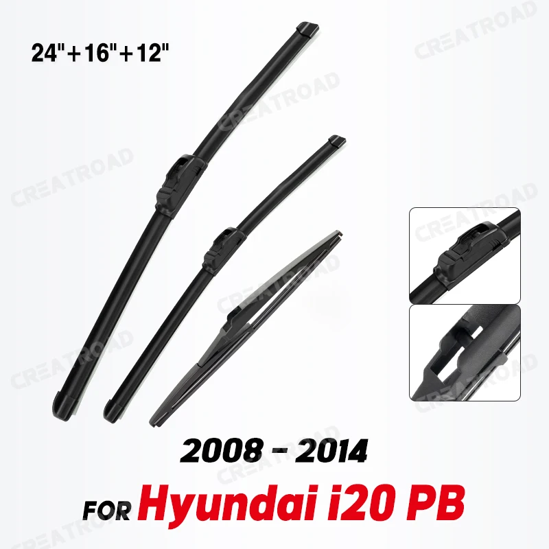 Wischer vorne und hinten Wischer blätter Set Kit für Hyundai i20 pb 2008-2014 Windschutz scheibe Windschutz scheibe Fenster bürsten 24 "16" 12" Image