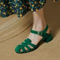 Chaussures de gladiateur rondes en daim de mouton pour femmes sandales décontractées chaussures