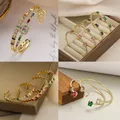 Bracelet incrusté de couleur pour femme bracelet élégant bracelet en or galvanisé 18 carats