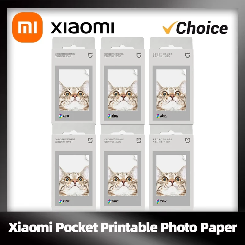 100 % neues Xiaomi ZINK Taschendruckerpapier, selbstklebender Fotodruck, 10//50/100 Blatt, Xiaomi 3-Zoll-Mini-Taschenfotodrucker Image