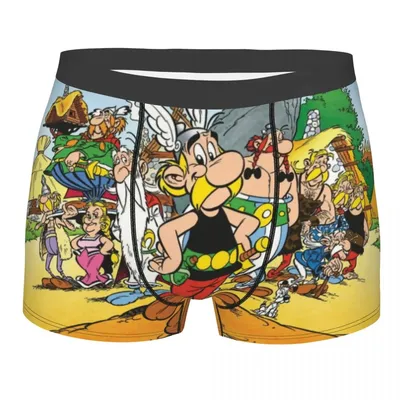 Benutzerdefinierte Anime Asterix Und Obelix Unterwäsche Männer Stretch Anime Cartoon Getafix Boxer Briefs Shorts Höschen Weiche Unterhose Für Männer Image