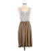 Cal Style Casual Dress - Midi: Brown Marled Dresses - Women's Size Small