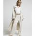 Cream Tie Cuff Belted Duster Coat - Natural - River Island Coats