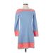 Sail to Sable Casual Dress: Blue Color Block Dresses - Women's Size X-Small