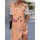 Femme Robe casual Robe d'été Floral Dentelle Patchwork Col Carré Mini robe mode du quotidien Rendez-vous Manche Courte Eté