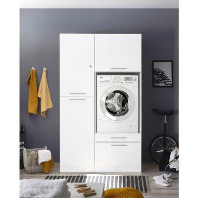 Respekta - Waschmaschinenschrank Trockner Schrank Hochschrank 117 cm Weiß Clara