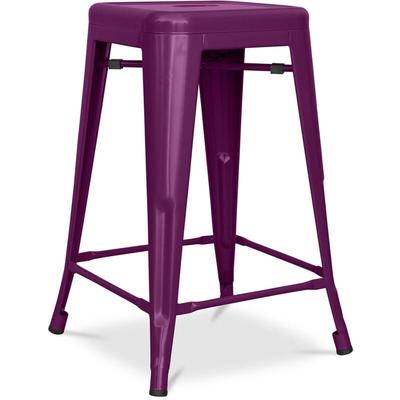 Barhocker im Industriedesign - Stahl matt - 60cm - Stylix Purple Image