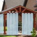 Rideau extérieur pour terrasse, rideaux semi-transparents aspect lin blanc, voile filtrant la lumière imperméable, rideaux à œillets extérieurs pour pergola, balcon, piscine intérieure