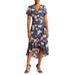 Flounce Floral Print Chiffon Wrap Dress