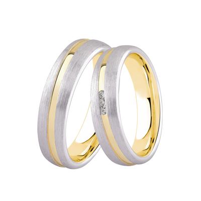 Trauring DOOSTI "Schmuck Geschenk Silber 925 Trauring Ehering Partnerring LIEBE" Gr. 58, gold (silberfarben, gelbgoldfarben, kristallweiß), Fingerringe, 58,mit Zirkonia, Silber 925 (Sterlingsilber), 5mm, wahlweise mit oder ohne Zirkonia Image