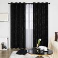 Blackout Curtains for Living Room 1/2 Panels Silver Star Printed Design Room Darkening Noise Reducing Thermal Insulated Window Treatment Grommet Drapes for Bedroom