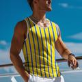 Color Block Stripe Vacation Tropical Fashion Men's 3D Print Vest Top T shirt Yellow Red Orange Sleeveless Shirt Summer Spring Clothing Apparel S M L XL XXL XXXL