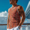 Color Block Stripe Vacation Tropical Fashion Men's 3D Print Vest Top T shirt Yellow Red Orange Sleeveless Shirt Summer Spring Clothing Apparel S M L XL XXL XXXL