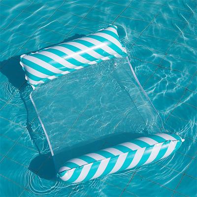 Pvc Inflatable Floating Row In Swimming Pool Foldable Water Net Fabric Striped Hammock Adult Amusement Lounge Chair Floating Bed