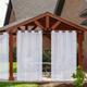 Outdoor Curtain for Patio, White Linen Look Semi-Sheer Curtains Waterproof Light Filtering Voile Outside Grommet Drapes for Pergola Balcony Pool Indoor