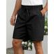 Men's Shorts Linen Shorts Summer Shorts Beach Shorts Drawstring Elastic Waist Straight Leg Plain Comfort Breathable Knee Length Casual Daily Holiday Fashion Classic Style Black Blue