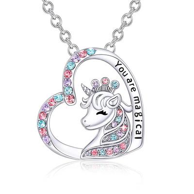 Unicorn Necklace Cute Colorful Diamond Accessories Necklace Gift
