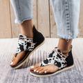 Women's Sandals Flats Lace Up Sandals Strappy Sandals Comfort Shoes Daily Beach Floral Leopard Zipper Lace-up Flat Heel Round Toe Vacation Casual PU Zipper Dark Brown Black Blue