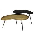 Set de 2 tables basses ovoïdes en aluminium noir mat et doré