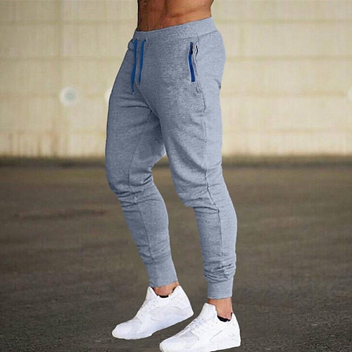 Herren Jogginghose Trainingshose Jogginghose Jogger Tasche Glatt Komfort Atmungsaktiv Outdoor Täglich Ausgehen Modisch Brautkleider schlicht Schwarz Hellgrau Image