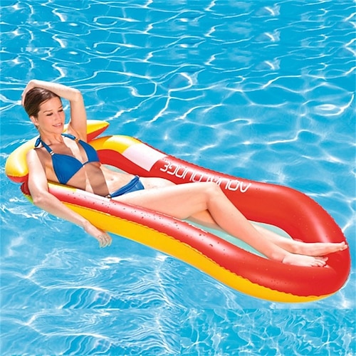 Aufblasbare PVC-Schwimmreihe im Schwimmbad, faltbares Wassernetzgewebe, gestreifte Hängematte, Freizeitstuhl für Erwachsene, schwebendes Bett Image