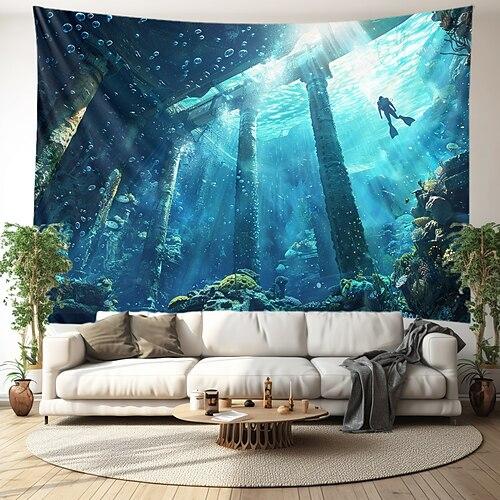 Tauchen Ozean hängen Wandteppich Kunst große Wandteppich Wandbild Dekor Fotografie Hintergrund Decke Vorhang Haus Schlafzimmer Wohnzimmer Dekoration Wandtuch XXL Natur