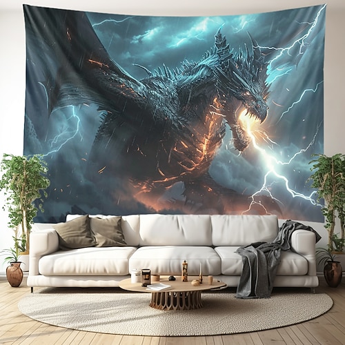 Wilder Drache Wandteppich zum Aufhängen, große Wandteppiche, Wanddekoration, Fotohintergrund, Decke, Vorhang, Heim, Schlafzimmer, Wohnzimmer, Dekoration Image