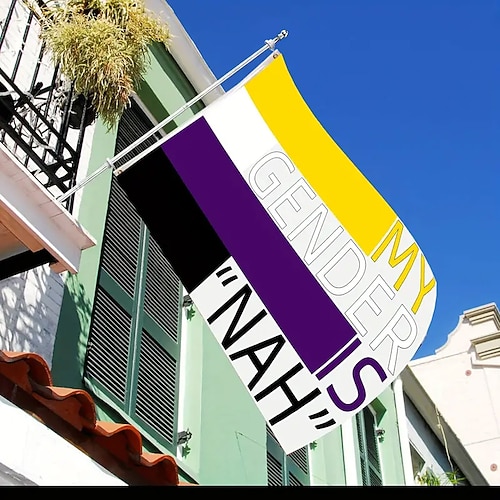 Juni Pride Monat LGBTQ LGBT Frohen Stolz Monat Regenbogenfahne Außen Draußen Innen mit Ösen Haus Garten Dekoration Feiertagsbanner Schild Image