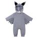 Infant Baby Black Bat Costumes Cloak Romper with Hat Halloween Bat Outfits 3-24 Months