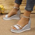 sandali da donna con zeppa glitterata argento e cinturino alla caviglia – eleganti tacchi a spillo per l'estate, il casual e la sera