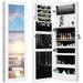 YFENGBO LED Jewelry Cabinet Wall Mounted Door Hanging Lockable Jewelry Armoire with 47.2 Full Length Mirror Foldable Makeup Tray Lipstick Brush Holders Jewelry Organizer (W