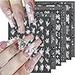 SHNWU 6Sheets Flowers Nail Stickers Black White Bow Flower Decal Nail Decoration Nail Art Supplies 3D Self Adhesive French Tip Nail Design Floral Flower Nail Decal Spring Summer Manicure Accessories