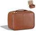 Pocmimut Travel Makeup Bag DNF2 - Leather Make Up Bags Cosmetic Bags for Women Large Makeup Organizer Bag with Brush Holder Makeup Traveling Bag for Women Cosmetic and Toiletry (Brown)