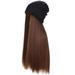 Duklien Women Winter Beanie Hat Hairpiece Knit With Long Straight/Hairpiece Long Wavy Curly Hair Hairpiece Warm Ladies Party Daily Weddings Hairpiece (Brown)