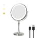 Nicesail 9 Large Lighted DNF2 Makeup Mirror 1X/10X Magnifying Mirror with 3 Colors Dimmable LED Lighting 360Â°Rotation Double Sided Tabletop Mirror for Desk Cosmetic Mirror Polished Nickel