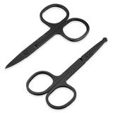 2 Pieces Black Nose DNF2 Hair Scissors for Men Mustache Scissors Trim Facial Hair Mini Scissors Safety Protection to Avoid Cuts Stainless Steel Nose Scissors Suitable for Travel Or Daily Use