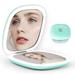 Nuoya Compact Mirror 2-Sided DNF2 Rechargeable Travel Makeup Mirror Magnification Lighted Pocket Mirror 3 Colors & Brightness Dimmable Portable Folding Mirror for Travel Home Office (Green)