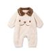 Lovskoo Toddler Infant Long Sleeve Onesie Boy Girl Fluffy Jumpsuit Hooded Fleece Rompers 2-30 Months Baby Clothes Soft Pajamas Unisex Thick Warm Outfits Birthday Gift White