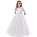 nsendm Flower Girl Dresses Wedding Girls Vintage Lace Dress Kids 3/4 Sleeve Tulle Dresses Party Prom Ball Gown