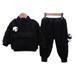 Odeerbi Infant Boys Girls Cute Fleece Outfits Young Children Clothes Soft Warm Cotton Pajamas Holiday Birthday Gift Black 6-12 Months