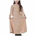 JSGEK 10-11 Years Kids Regular Fit Fashion Soft Long Sleeve Islamic Dubai Robe Comfort Loose Fit Kaftan Maxi Gown Middle East Prayer Abaya Clothes Muslim Girls Dress for Full Length Maxi Dress Khaki